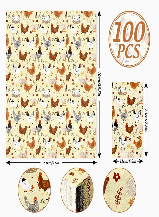 JarThenaAMCS مناديل جارثينا إيه إم سي إس، 100 قطعة، بتصميم دجاج، مناديل ورقية صفراء للاستخدام مرة واحدة، مناديل مزخرفة للعشاء، مناسبة لحفلات المنزل الريفي، وديكور الطاولة. - Image 2